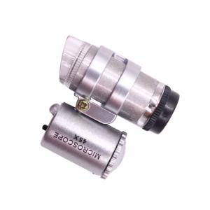 Mini 45x Microscope Magnifying With LED Light Pocket Jeweler Loupe