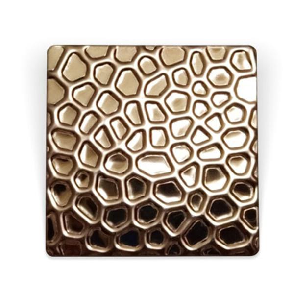 Quality AISI 304 316 PVD Rose gold color honeycomb Patterned plate stainless steel texture Sheet wholesale