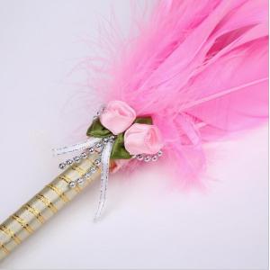 Unique pink feathers top signature pen with elegance design for wedding