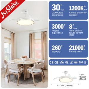 1stshine LED Ceiling Fan with Retractable Blades and Remote Control 3 Color LED