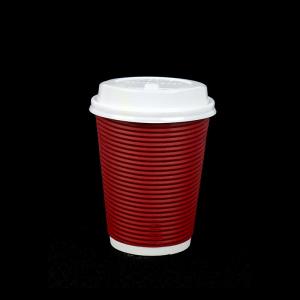 Cheap Compostable Red Coffee Disposable Paper Cusp With Lid For Hot Beverages for sale
