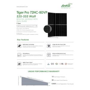 Tiger Pro 72HC-BDVP P-Type Bifacial Module Jinko Solar Panel 535W 540W 545W 555W