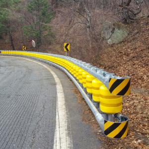 PU Foam Plastic Roller Barrels Design Yellow Color Roadside Roller Crash Barrier