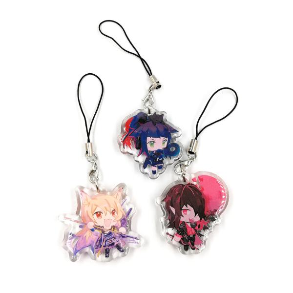 Quality Custom Translucent Acrylic Anime Double Sided Different Printing Charms,Shaped Acrylic KeychainWith Phone Strap wholesale