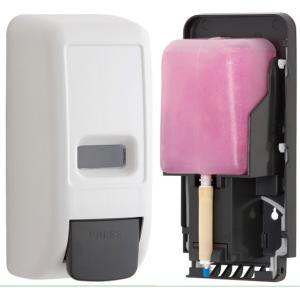 800ml  Manual liquid soap dispenser with refillable reservoir, ABS plastic, White color, wall mounted