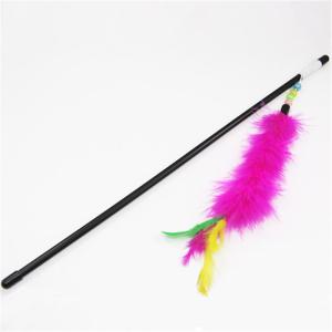 Colorful Rabbit Hair Cat Feather Teaser Wand Toy Size Customized ODM / OEM