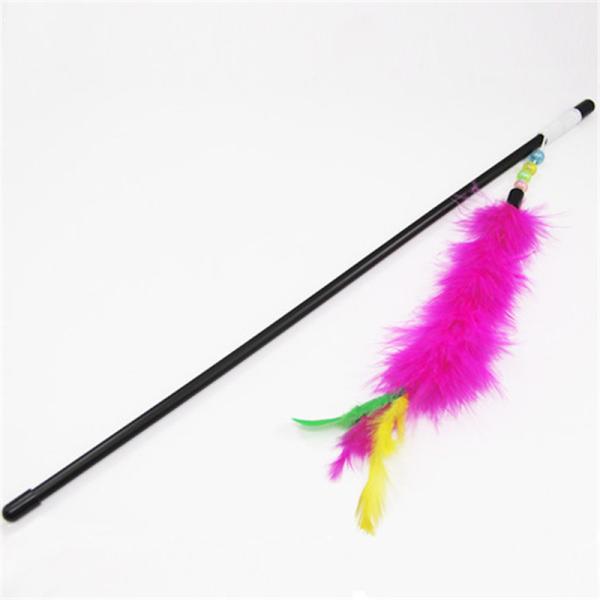 Colorful Rabbit Hair Cat Feather Teaser Wand Toy Size Customized ODM / OEM