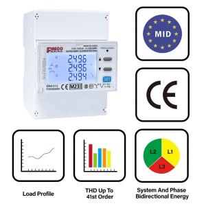 EM4372 5 65 A Three Phase 65A MID Approved Modbus KWH Meter for Smart Power