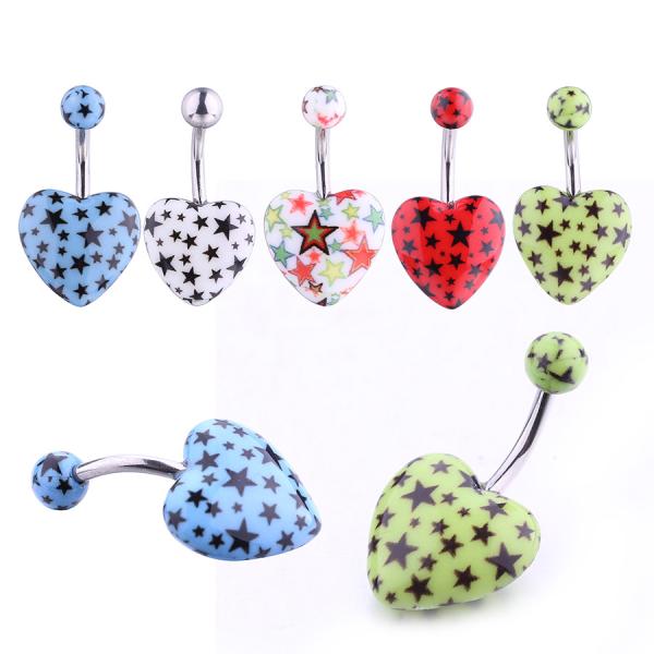 New arrival heart shape belly ring piercing jewelry 14G surgical steel navel belly ring