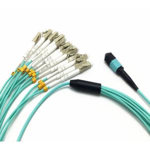 MPO To LC OM3 OM4 1M LSZH Fiber Optical Patch Cord Duplex 12F 24F