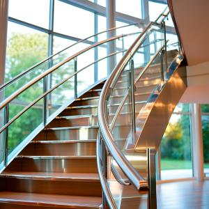 Elegant Stainless Steel Handrails with Polished Finish for Glass Staircases