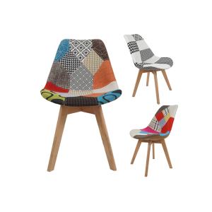 China Restaurant Home Ergonomic Odm Patchwork Dining Chair With Wooden Legs on sale