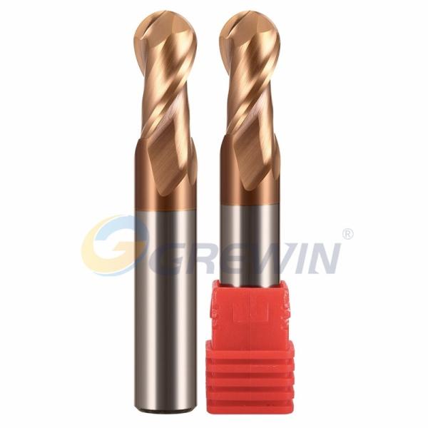 Quality Hrc55 4f Tungsten Carbide Ball Nose End Mills Nano Copper Coated wholesale