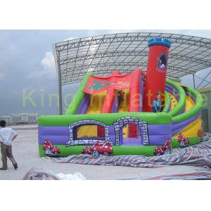 Great Inflatable Dry Slide Paradise With Castle / Turning For Kids Sliding Fun