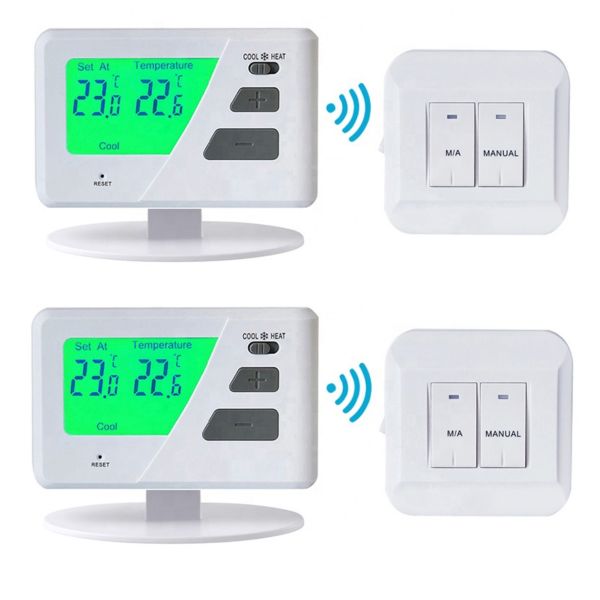 Load Rating 6 2A Wireless PTAC Thermostat Incorporating Receiver 230VAC 50HZ Optimized for Commercial HVAC Applications