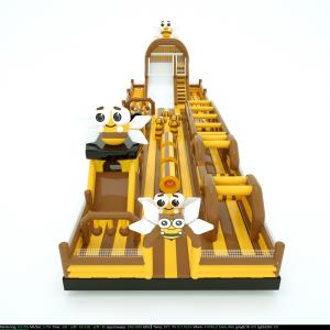 Bee Inflatable Obstacles Course Yellow Brown With Big Slides