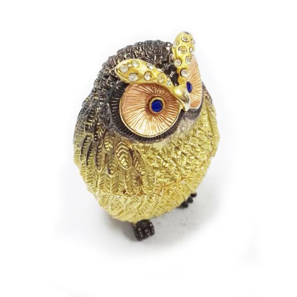 Alloy metal owl shape with rhinestone Mini Owl antique jewelry box