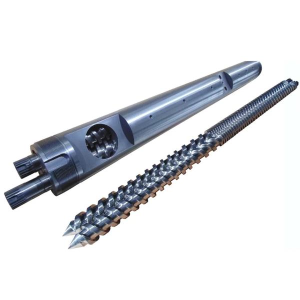 Bimetallic Nitride Conical Twin Screws WPC PVC PE Industry / Extruder Screws And