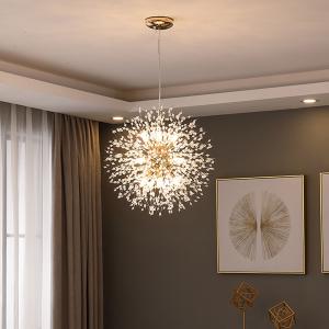 Modern Crystal Dandelion Chandelier Lighting Pendant Lamp Chiffon Chandelier(WH