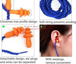 Cheap Soft Silicone Corded Ear Plugs ears Protector Reusable Hearing Protection Noise Reduction Earplugs Earmuff for sale