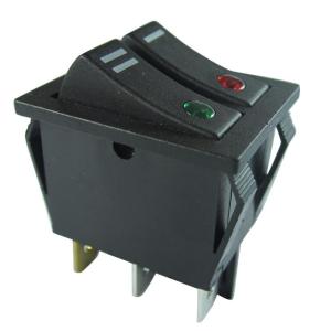 High Quality Double Rows Rocker Switch, 32*25mm, Green or Red lamp, 20A 250V.