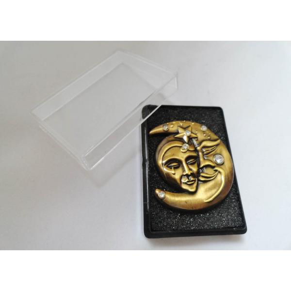 Quality 3D Zinc Alloy, Iron, Brass Rhinestone Lapel Pin without Soft Enamel, with Antique Gold Plating wholesale