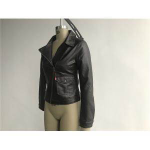 Womens Dark Brown PU Leather Jacket With Plastic Zip Through S M L XL LEDO1727