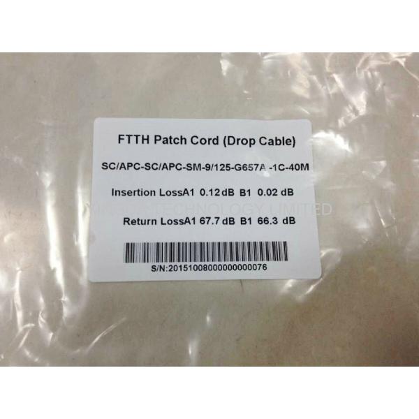 FTTH Fiber Optic Patchcord 1 Core SC / APC - SC / APCSM 657A Simplex 40M FRP