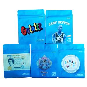 Plastic Child Resistant Stand Up Pouch Biodegradable Flower Packaging Bags 3.5g Size