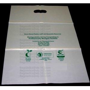 Compostable biodegradable poly plastic black gold die cut handle shopping