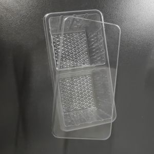 Customized disposable 2 grid biscuit plastic tray vacuum formed pet brownie