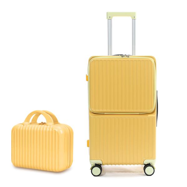 2 pieces set Front-Open Pocket versatile travel luggage Laptop Trolley Carry-On