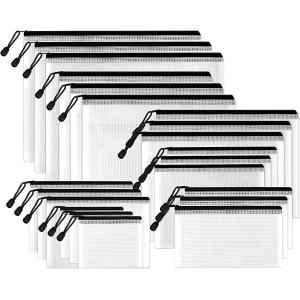 Mesh Zipper Pouch, Waterproof Zipper Bags, 8 Sizes Waterproof Plastic Document