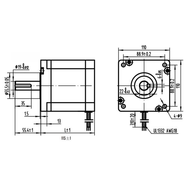 110HS1320 2 Phase Hybrid Stepper Motor