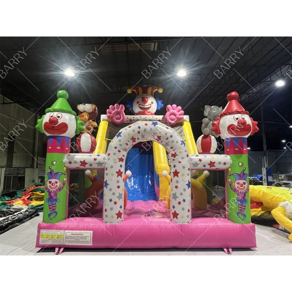 Premium Clown Theme Inflatable Slide With Commercial Circus Bouncy Castle