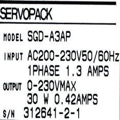 Cheap SGD-A3AP Yaskawa Servo Drive Input 1.3 AMPS SERVOPACK 50/60hz One Phase for sale