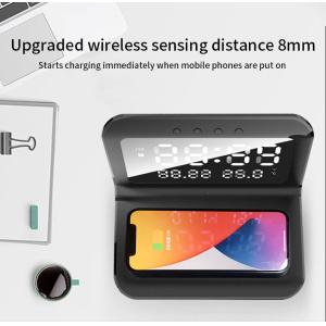 LED Display 4 In 1 Qi Wireless Charger , Wireless Phone Charger With Clock 15w