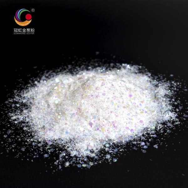 White PET Chunky Loose Cosmetic Glitter Pigment Mixes Irregular Strip For Stage Performance