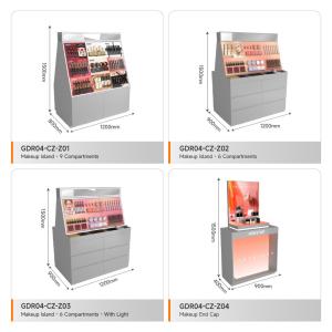 Store Counter Grey Wooden Makeup Headband Light Box For Customized Shop Fitting