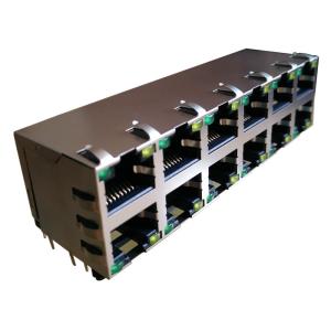 0811-2X6R-28 Stacked Rj45 Modular Jack Gigabit 2x6 Port MAG45 Shield With Leds