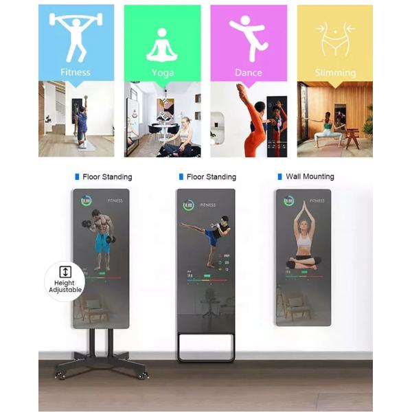55 Inch Interactive Home Gym Mirrors , Intelligent Fitness Mirror With LCD Screen