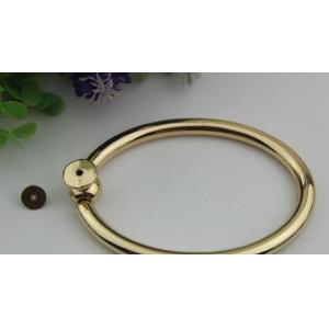 Unique fashion handbag hardware light gold metal circle handle for tote bag
