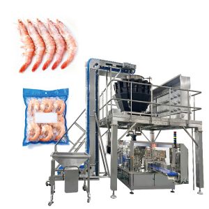 China Automatic Cooked Shrimp Weighing Box Packaging Line Fresh Frozen Shrimp Filling Packing Machine For Tray on sale