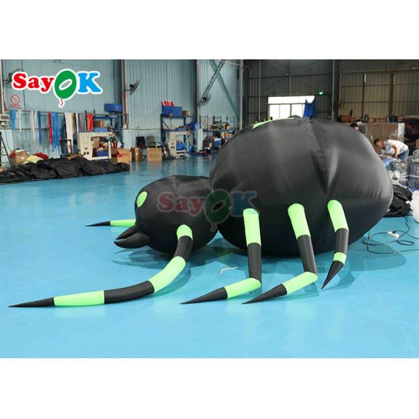 Hanging Horrific Inflatable Spider Halloween Decoration Black And Green