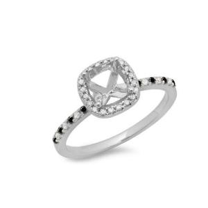 Cushion Cut semi mount ring settings , 0.46ct 18K White Gold Promise Ring OEM ODM