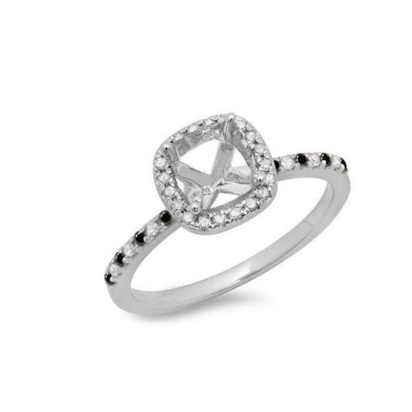 Cushion Cut semi mount ring settings , 0.46ct 18K White Gold Promise Ring OEM