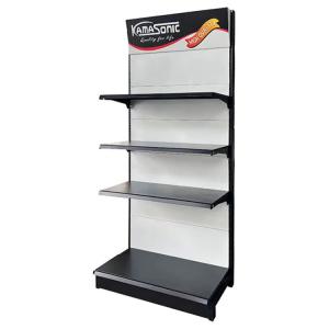 Cheap Factory Custom Size Color Logo single-sided 2 upright gondola shelf exhibition display rack for sale