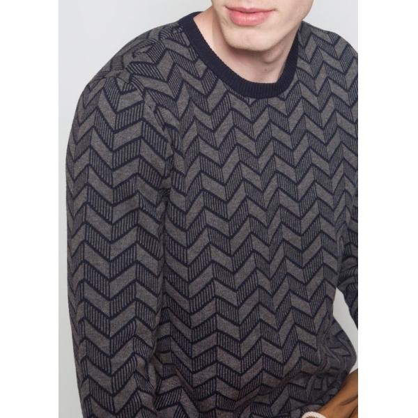 Half Wool / Cotton Double Layer Sweater , Jacquard Winter Pullover Sweaters