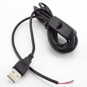 1m White Black Led Strip Power on off Button USB Type A Switch Extension Cable