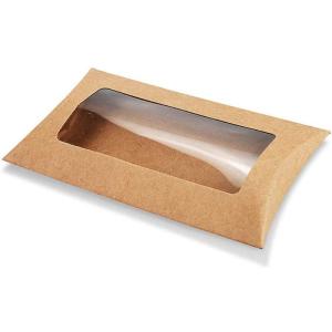 Small Gift Package Custom Window Pillow Boxes Yellow Kraft Paper Pillow Box